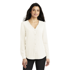 Port Authority Women's Long Sleeve Button-Front Blouse.